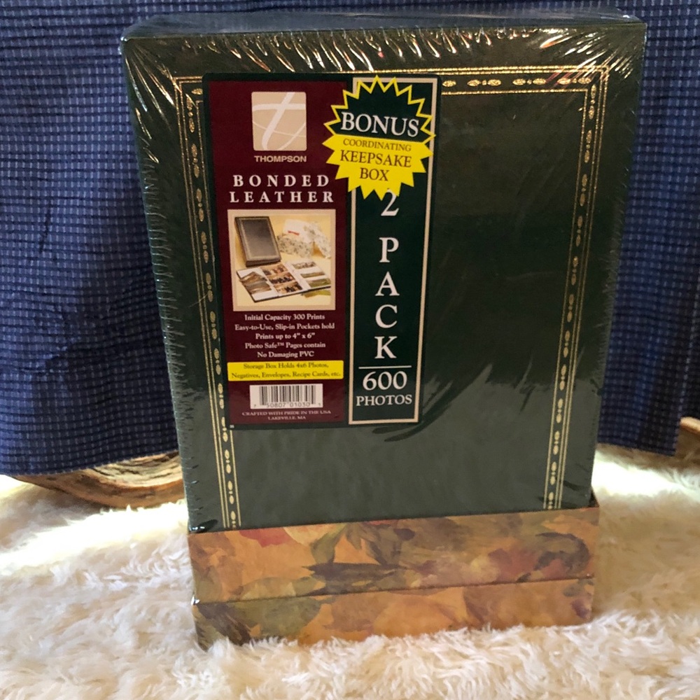 Thompson Dark Green Bonded Leather Photo Album Set of 2 Books